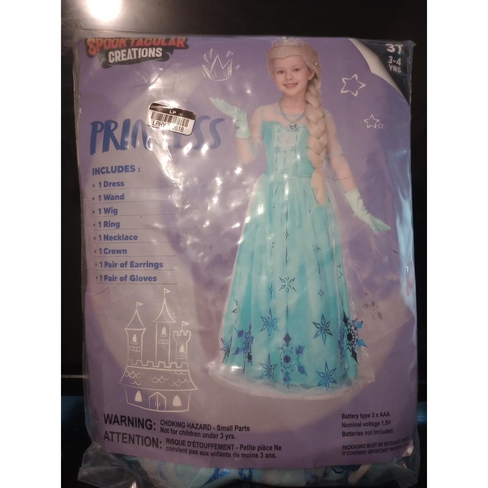 Spooktacular Creations Ice Princess Costume Girls 3T 3-4 Years Dress Wig Set‎